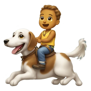 Baby riding dog sticker