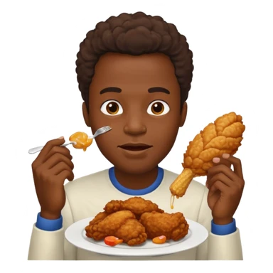 black man eating fried chicken sticker