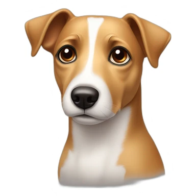 tan Jack Russel head frowning facing right with eyes looking at you from the corner of their eye sticker