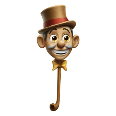 Pinocchio with a stick like long nose that comes out from his face sticker