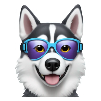 Husky dog wearing snow goggles sticker