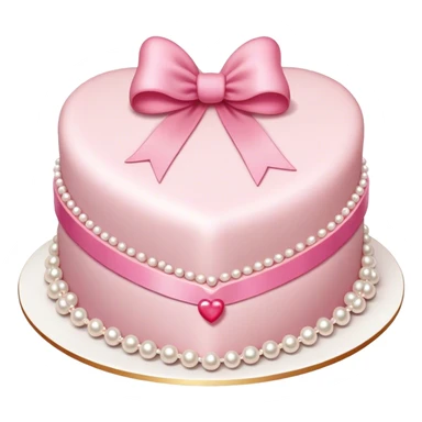 Vintage heart-shaped cake with pink bows and pearls sticker