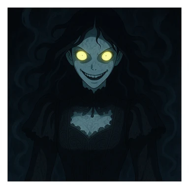 Make the beautiful scary girl much scarier by adding disturbing supernatural features and intensifying the horror while keeping her haunting beauty in a gothic horror style. sticker