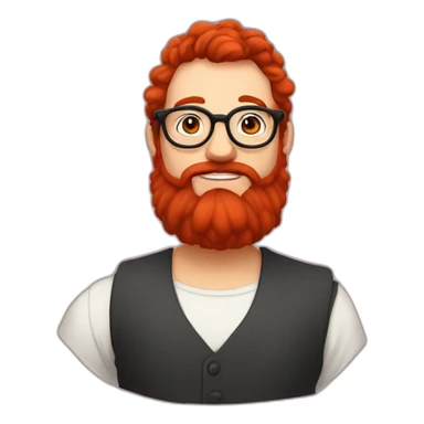 Chubby non binary Big lebowsky round glasses long venitian hair chaotic red beard vaporizer sticker