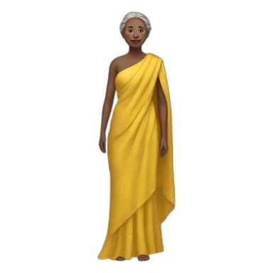 a white woman in a yellow shawl in full growth sticker