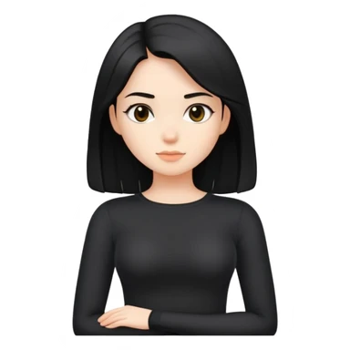 girl with black shoulder-length hair wearing a black tight-fitting top sticker