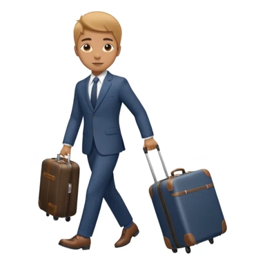 Please create an image of a young person departing overseas for employment. Set the scene as them pulling a suitcase toward the airp sticker