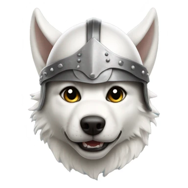 White wolf puppy wearing a viking helmet sticker