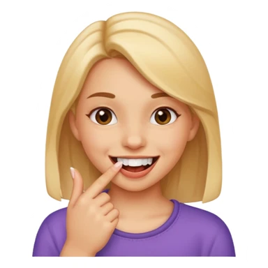 girl who bites the tip of her finger and smiles sticker