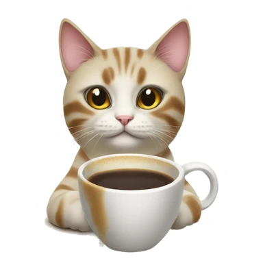 A cat with a coffee sticker