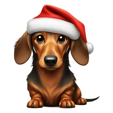 long haired dachshund with santa hat sticker