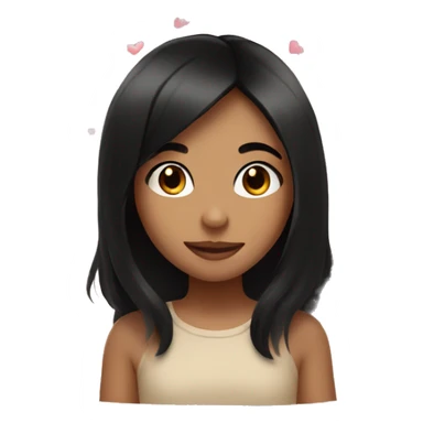light tan girl with black hair surrounded with hearts sticker