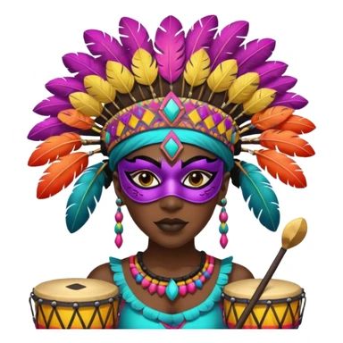 Masked Festival Drummer black woman sticker