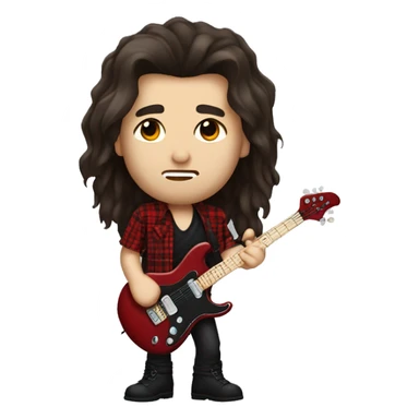 Metalhead guy with dark brown hair wearing red plaid shirt sticker