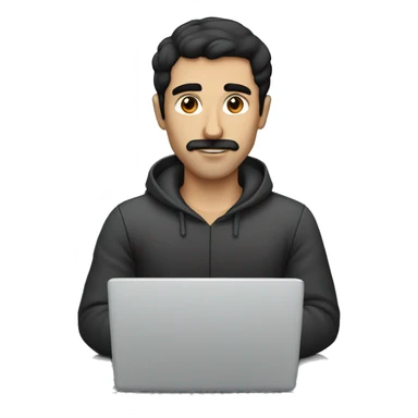 dark hair dark eyes man with short mustache working on a laptop sticker