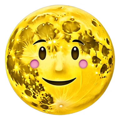 Glowing full moon with a bold, bright "S" on its surface and a faint "F" hidden in the texture, emoji style. sticker