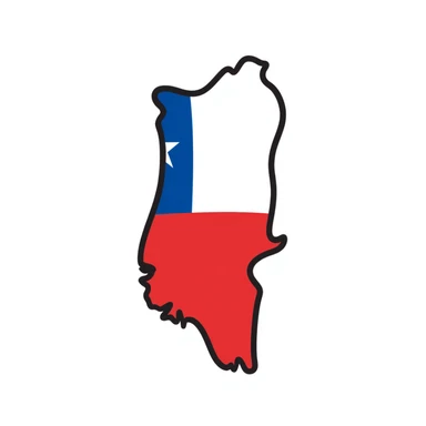 doodle style Chile country map with flag colors sticker