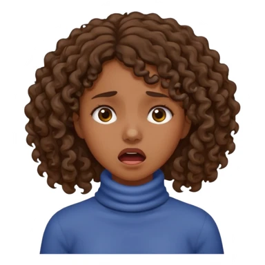 girl with medium-dark skin with curly brown hair holding neck in anguish sticker