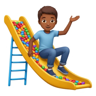 un niño tirandose por un tobogan con dulces en lasm anos sticker