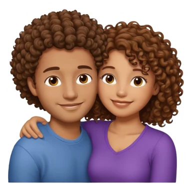 cuddling couple lighter skin male, brownskin girl with curly hair sticker