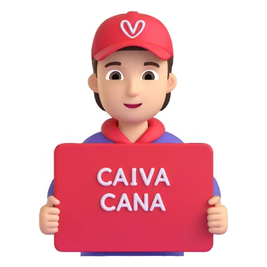 fan boy holding a sign with "Саша♥️" above his head sticker