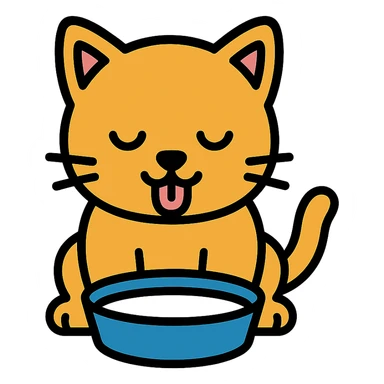 cat drinking milk icon with color and black outlines sticker