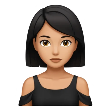 black short shoulder length hair tanned woman, black dress girly things sticker