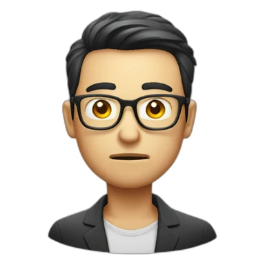 HongKong guy glasses worry face smoking sticker