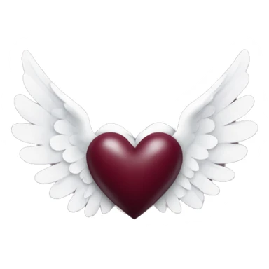burgundy heart with white angel wings sticker