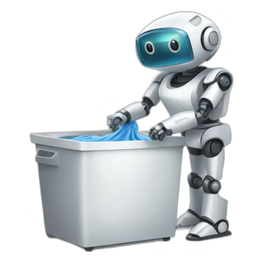 Robot washing clothes sticker