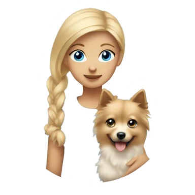 Blonde girl blue eyes holding spitz  sticker