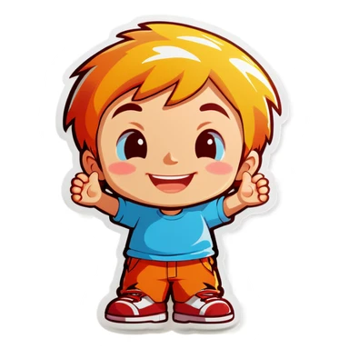 smiling boy with car reflection sticker