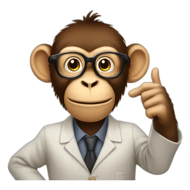 monkey professor hands holding a big sign sticker