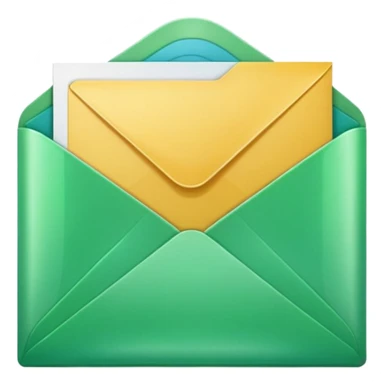 A simple emoji-style icon of a transparent green plastic gym logo, folder envelope, slightly open, with clean edges, soft shine, and subtle shading, conveying fitness organization and active lifestyle. sticker