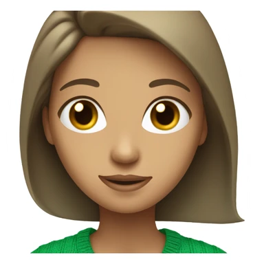 tan girl with  brunette hair blue eyes and a green sweater on sticker