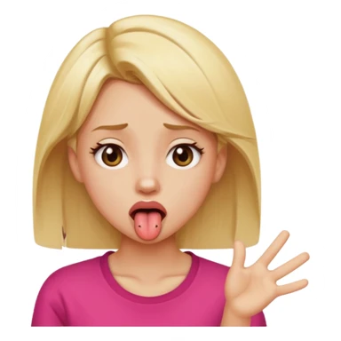 Blonde girl, tongue out, tired, shrugging sticker
