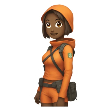anime girl peanime female adventurer in orange clothes sticker