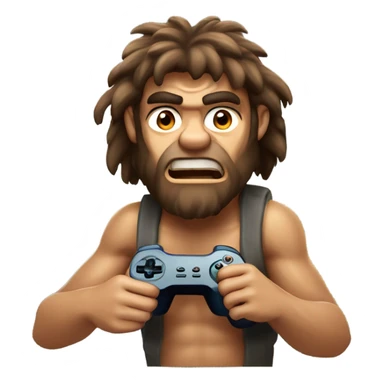 Caveman playing video game  sticker