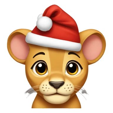 Baby Nala from Lion King wearing Santa hat sticker
