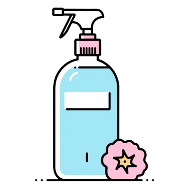 Facial toner spray bottle, minimalist, rounded, soft pastel colors, no outline sticker