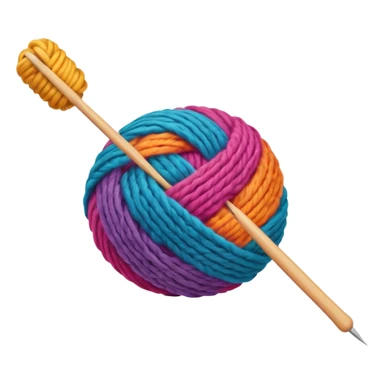 a ball of wool with a knitting needle sticker