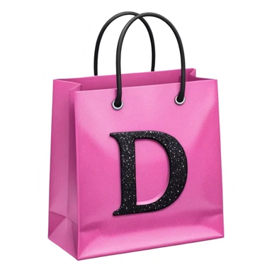 PINK GLITTER SHOPPING BAGS WITH A LETTER D IN THE MIDLLE IN COLOUR BLACK WITH GLITTER TOO  sticker