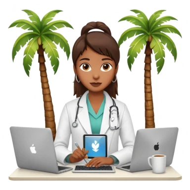 nutricionist with a computer palm tree  sticker