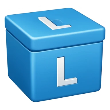 The letters L and R in a blue box 2D sticker