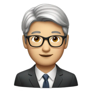 Tim cook with a brown hair Korean girl with eyeglasses sticker