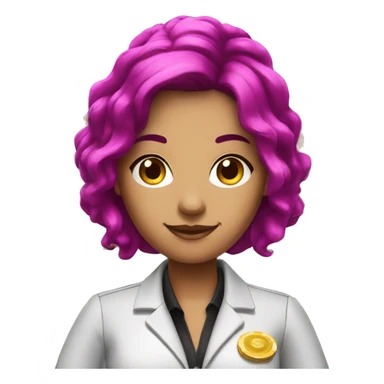 casino cashier with black and fuchsia hair sticker