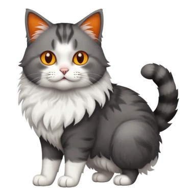 full body half dark grey and half white cat with white front legs sticker