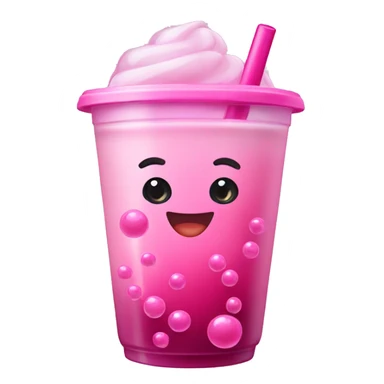 pink bubble tea with dark pink bubbles sticker