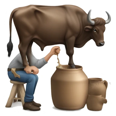 man milking buffalo sticker