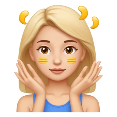 woman doing gentle facial exercises, emoji style, healthy skin, pastel background sticker